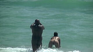 mature wife watches me suck cock with cum on beach