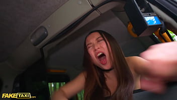 Babe gets ass cumshot in fake taxi
