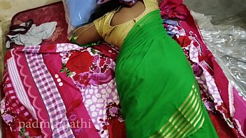 indian hot wife in red saree on honeymoon