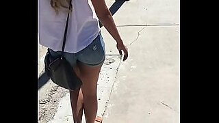 candid teen in jeans shorts tan pantyhose and socks2